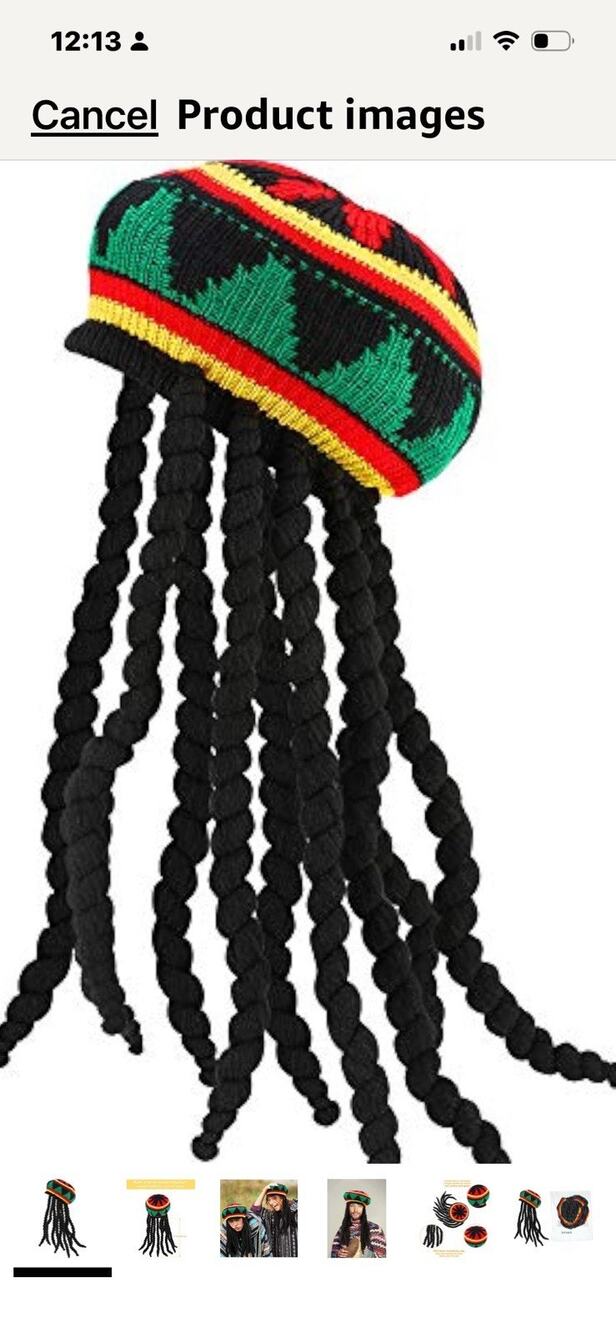 New Rasta Hat with Black Dreadlocks Wig Rasta Wig
